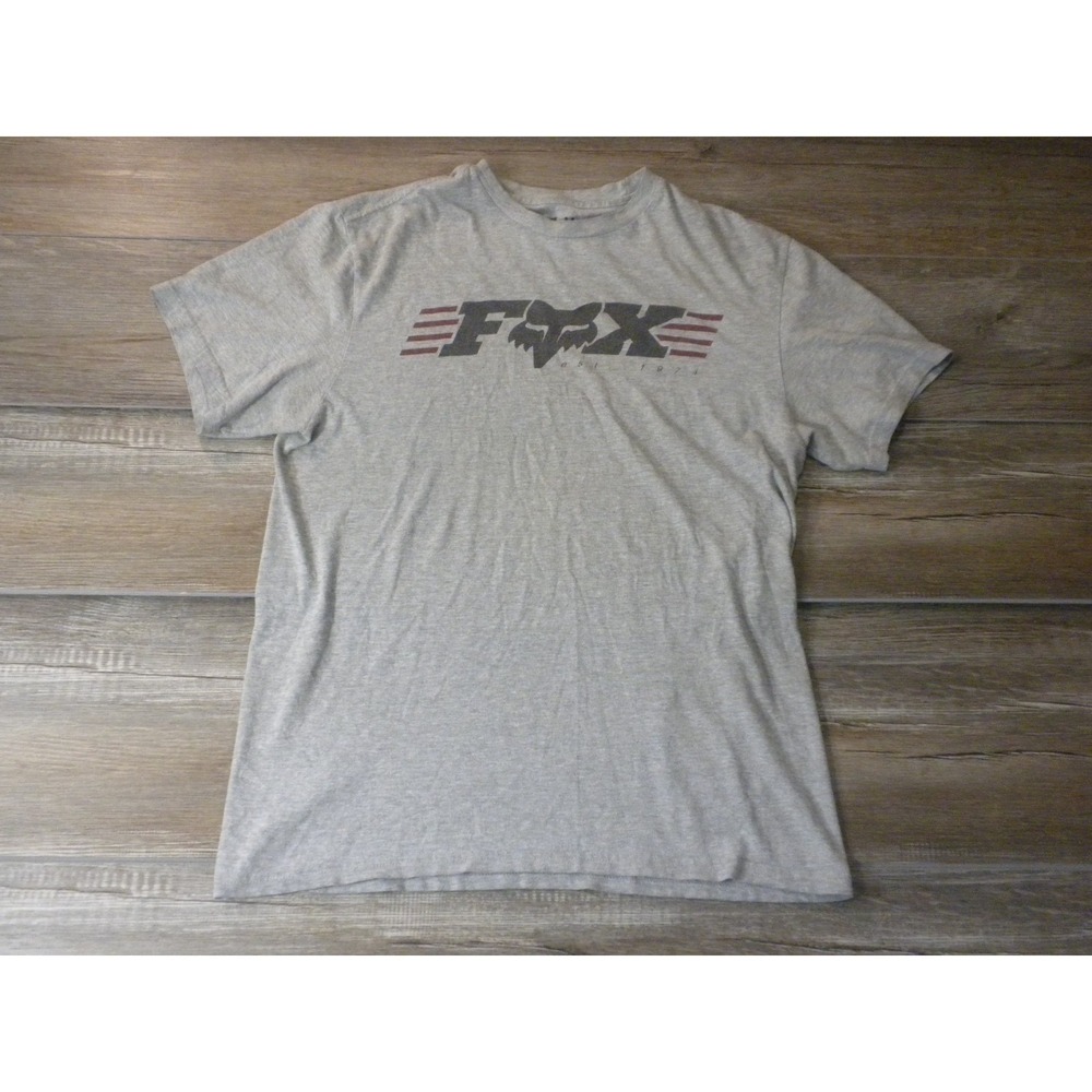 Fox Racing T-Shirt Mens L Gray Motocross MX BMX Mountain Dirt Bike Skate Y2K Tee